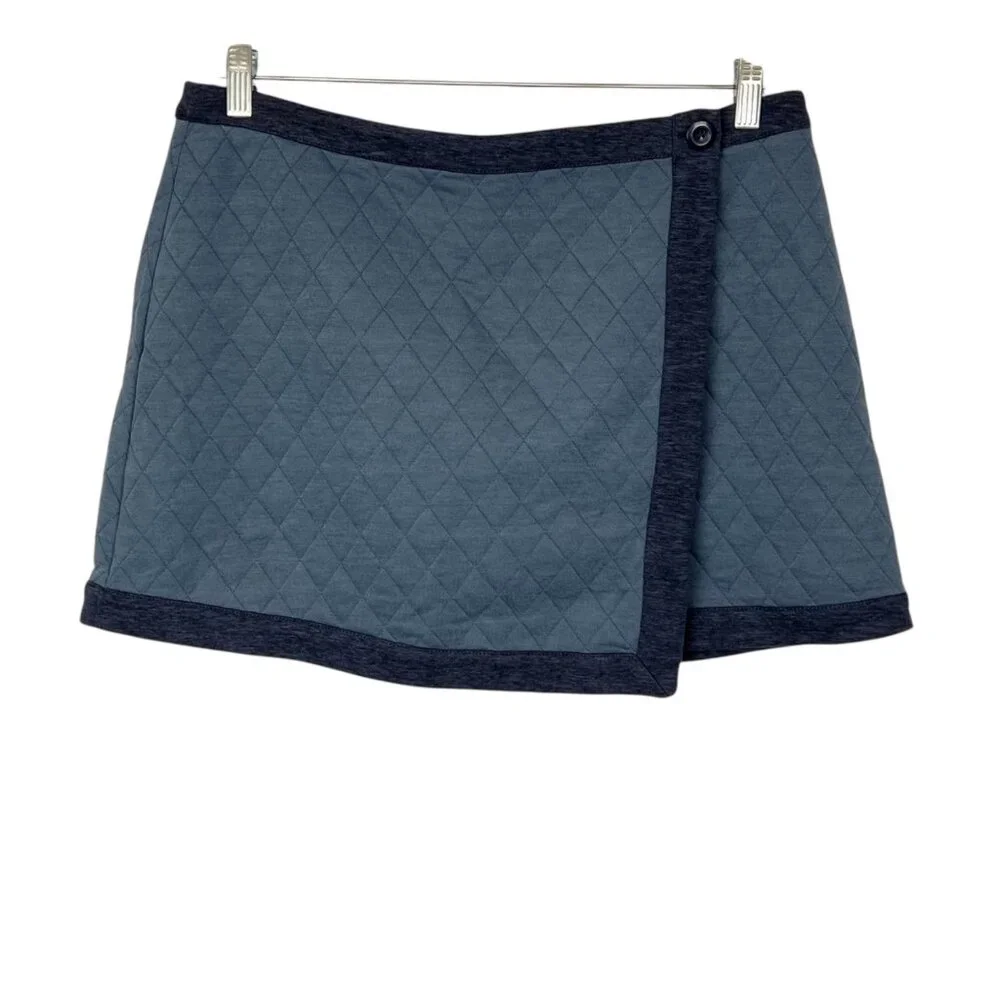 Sundance Womens Sidewalk Stroll Mini Skirt Blue Quilted Wrap size 12